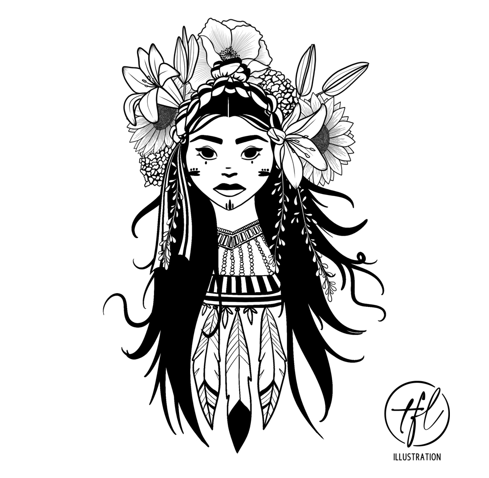 Illustration Portrait de Femme - Amazonie