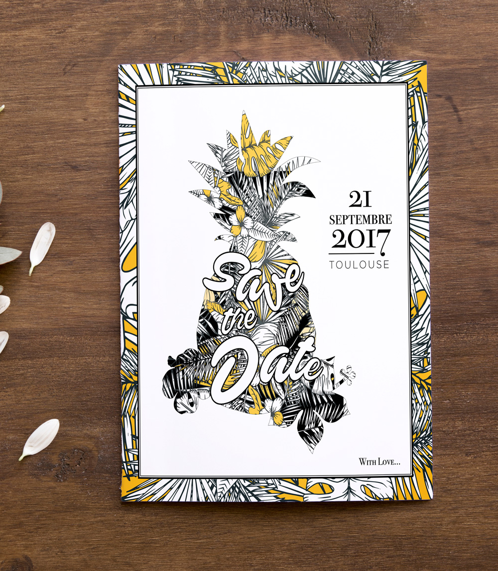 Save the Date pour un mariage thème Tropical